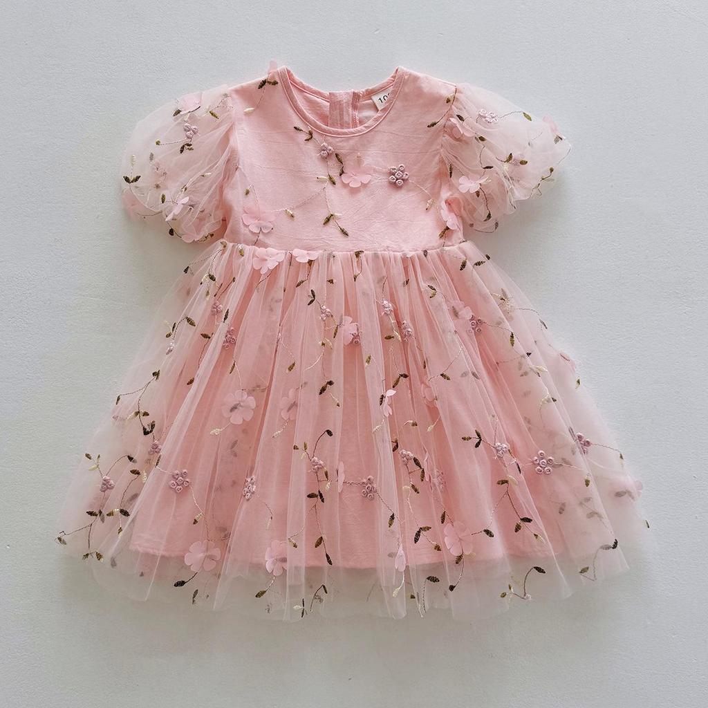 Girl's Short Sleeve Tulle Princess Dress