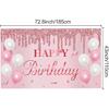 Pink Birthday Banner - Happy Birthday Banner Backdrop Decorations Sign Party Supplies