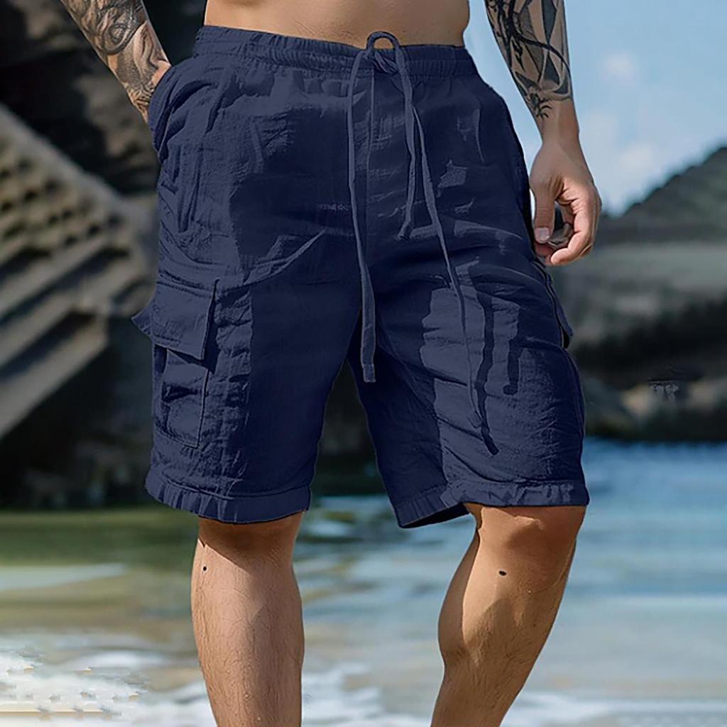 Men's Sports Cotton Casual Loose Shorts Casual Pajamas Pocket Jogging Shorts Pants