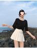 Japanese College Style A-Line High Waist Pleated Skirt - Slimming, Anti-Exposure, Solid Color, Girly Skirt for Spring and Autumn.