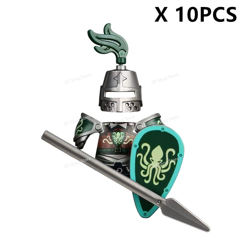 Medieval Ancient Castle Green Dragon Raven Knights Armour Assemble Scene Building Block Figures Children's Bricks DIY Toys Gifts