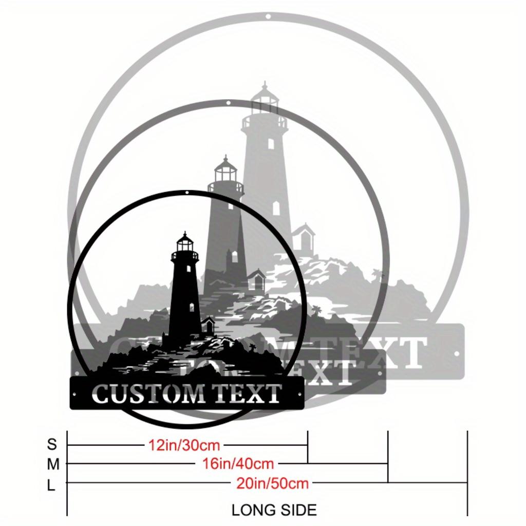 Lighthouse Silhouette Metal Sign Nautical Rustic Decor Beach House Indoor Outdoor Art