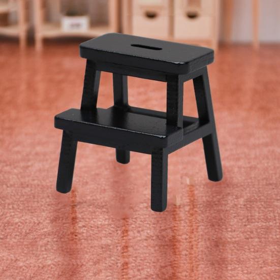 1:12 Dollhouse Mini Stool Exquisite Details Realistic Appearance Double-deck Step Stool Doll House Accessory