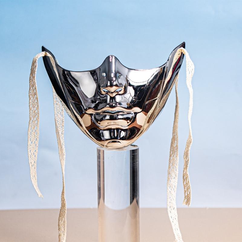 Masquerade Mask Beauty Mask Mechanical Half Face Mask Party Mask Halloween Cosplay Mask for Women Men Aesthetics Mask