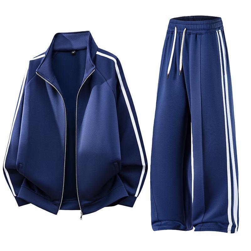 

Men Women Spring Autumn Casual Cardigan Jacket Pants Set Striped Sportswear Casual Hoodies Two Piece Set 6XL