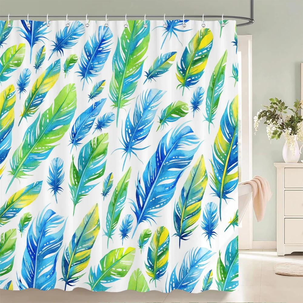 

Colorful Feathers Shower Curtain Bathroom Waterproof Polyester Multi-size Bohemian 3D Printing Curtains for Bathroom Shower W90xH180cm