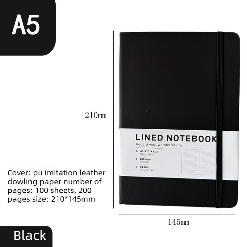 1pcs PU Leather-Like Minimalist Office Hardcover Notebook Daily Office Event Record Notebook Lined Journal Notebook A5