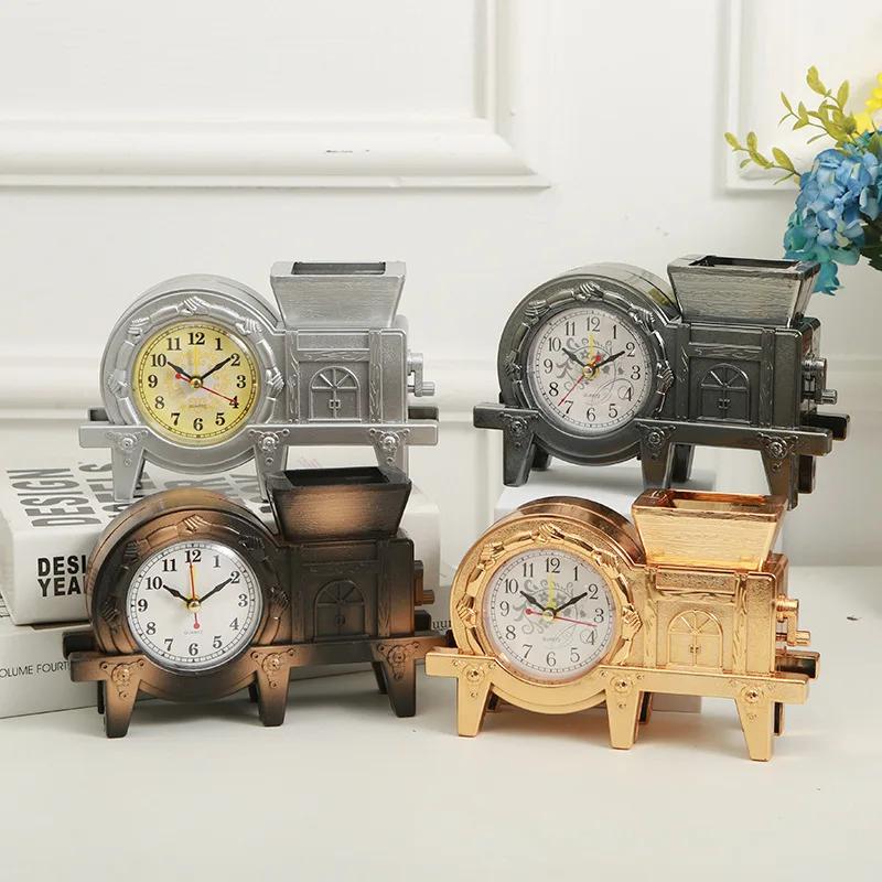 Creative Retro Windmill Alarm Clock, Student Desktop Pen Holder, Bedside Wake-up Clock