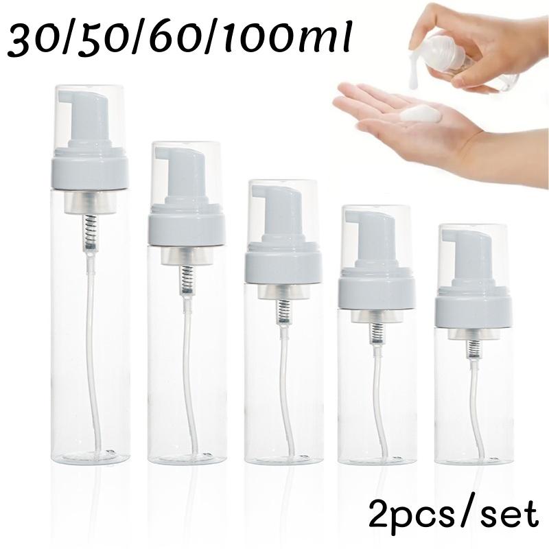 2/1 Stück Schaumpumpe Flasche Leer Plastik Mousse Spender für Gesichtsreiniger Seife Nachfüllbar Reise Shampoo Behälter 30-100ml