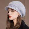 Chic Lined Fur Plush Brim With Hat Winter Fashionable Trendy Women New Brand Latest Fresh Hats For Casual Rabbit Blend Streetwear Knitted Cap
