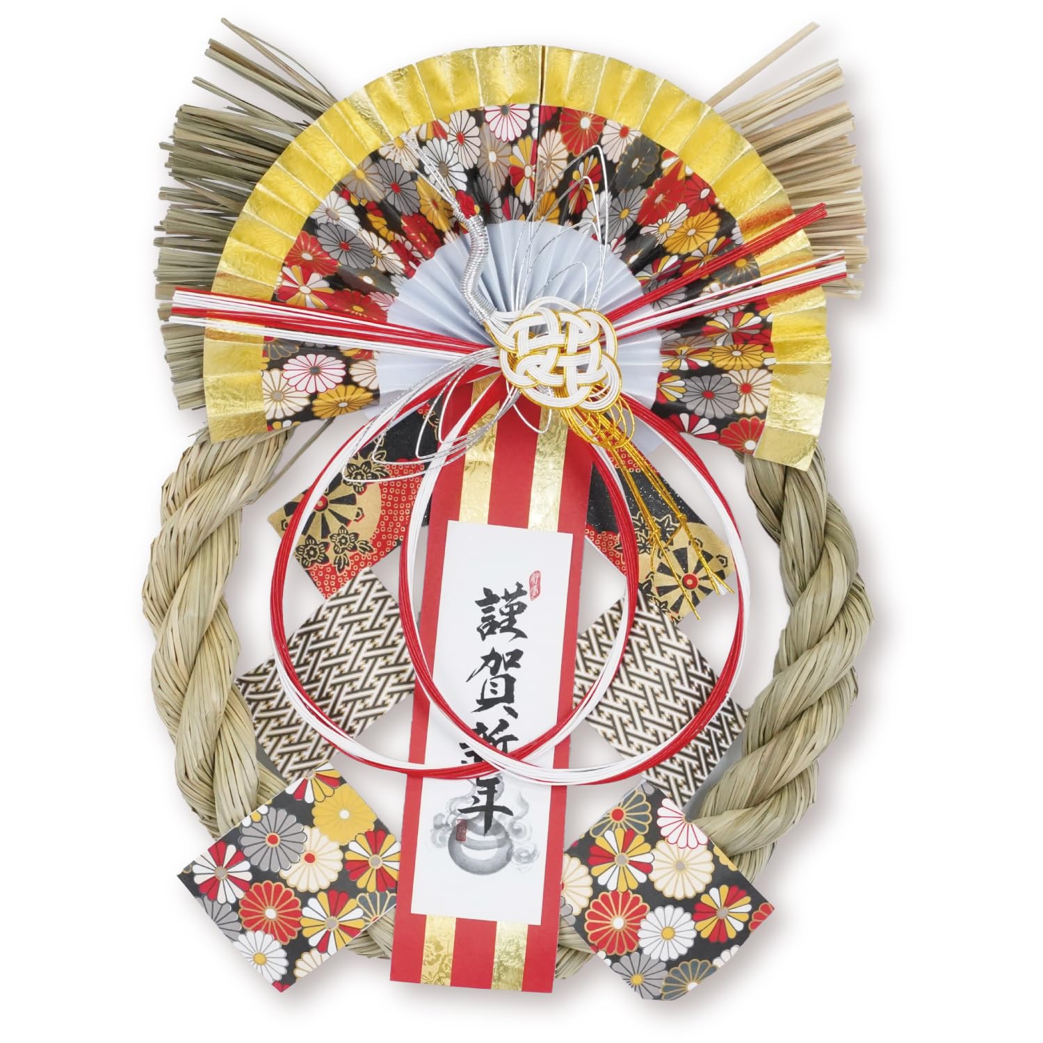 

Poppy Nagoya New Large Shimenawa Entrance and Gorgeous New Year 26 x Extra Makes a Great Year s Decoration, Wreath, Decoration, Fan, Black, Red, Gold,