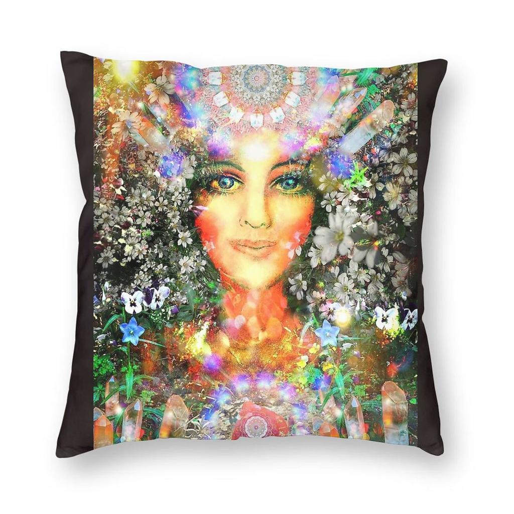 Crystal Goddess Priestess Pillowcase Polyester Linen Velvet Creative Zip Decor Room Cushion Cover