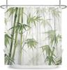 Green Bamboo Shower Curtain Japanese Asian Shower Curtains For Bathroom Zen Spa Bath Curtain Fabric Shower Curtain Watercolor
