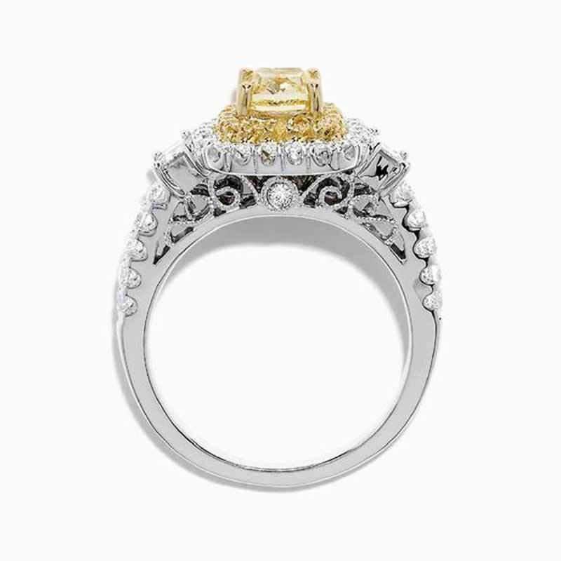 New Vintage Wedding Ring with Yellow Cubic Zircon Elegant Engagement Claddagh Ring with Micro Paved Thick Ring