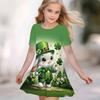Girls 3D Print Dresses Kids Girl Party Short Sleeve Princess Dress Tank 3D  Clover  Print Dress