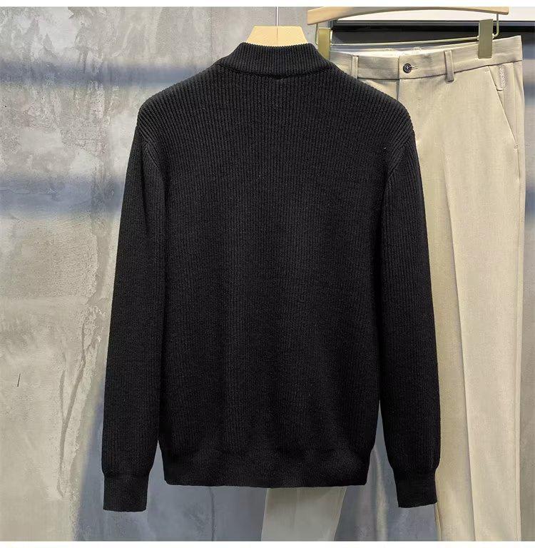 Men's Spring & Autumn Double Zipper Cardigan: Trendy Solid Color Knitwear Sweater