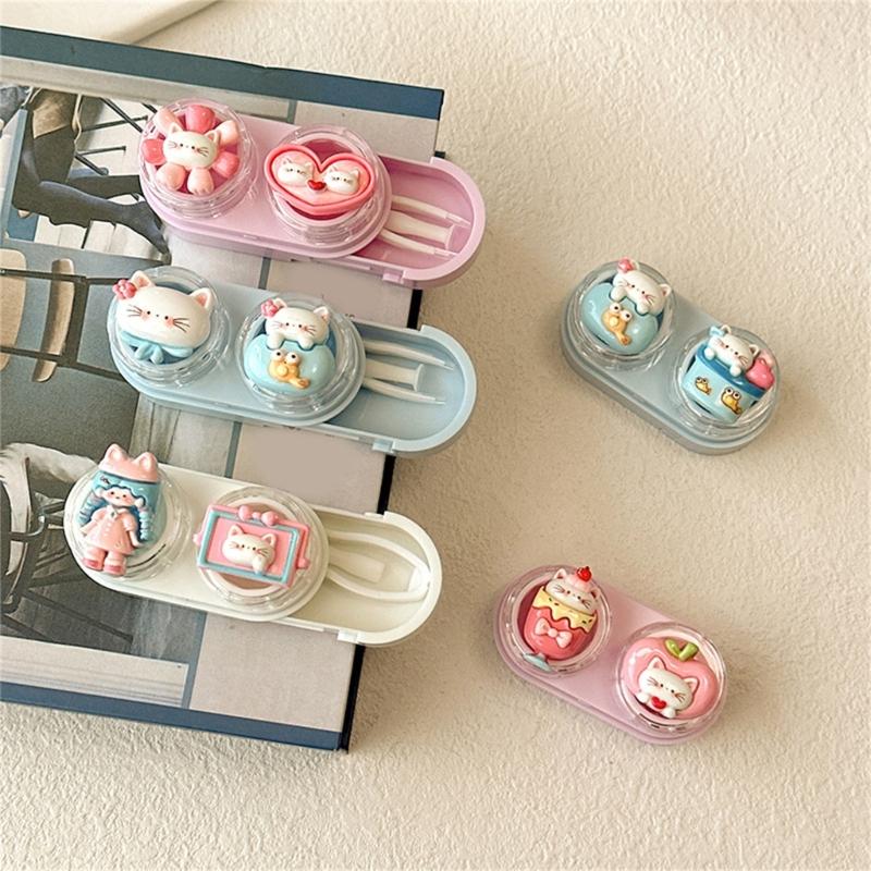 Contact Lenses Case and Removal Tool Compact Size Rubber Eye Lenses Inserter Easy Carry Applies Contacts Safely