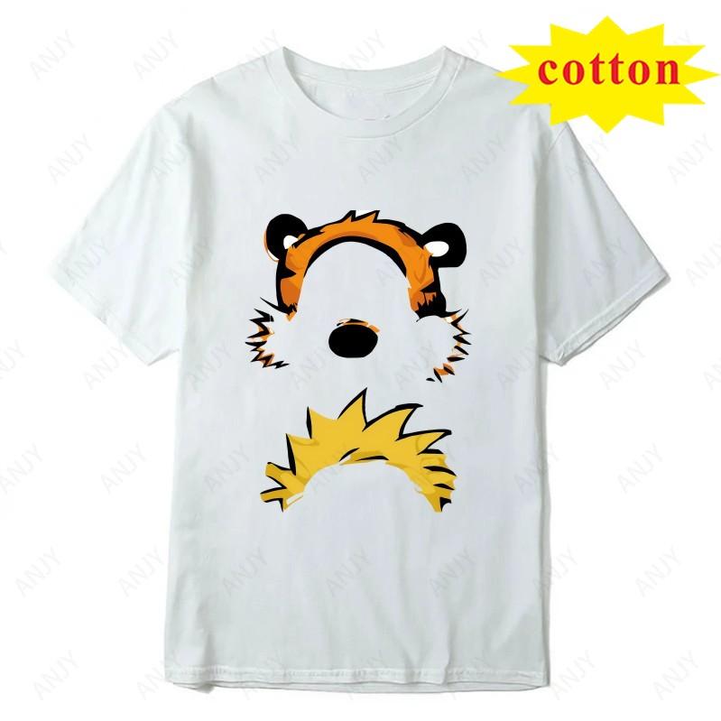 Calvin And Hobbs Tiger Hug Printed Tshirt American Retro Comic Unisexs And Unisexs Short Sleeve Shirt