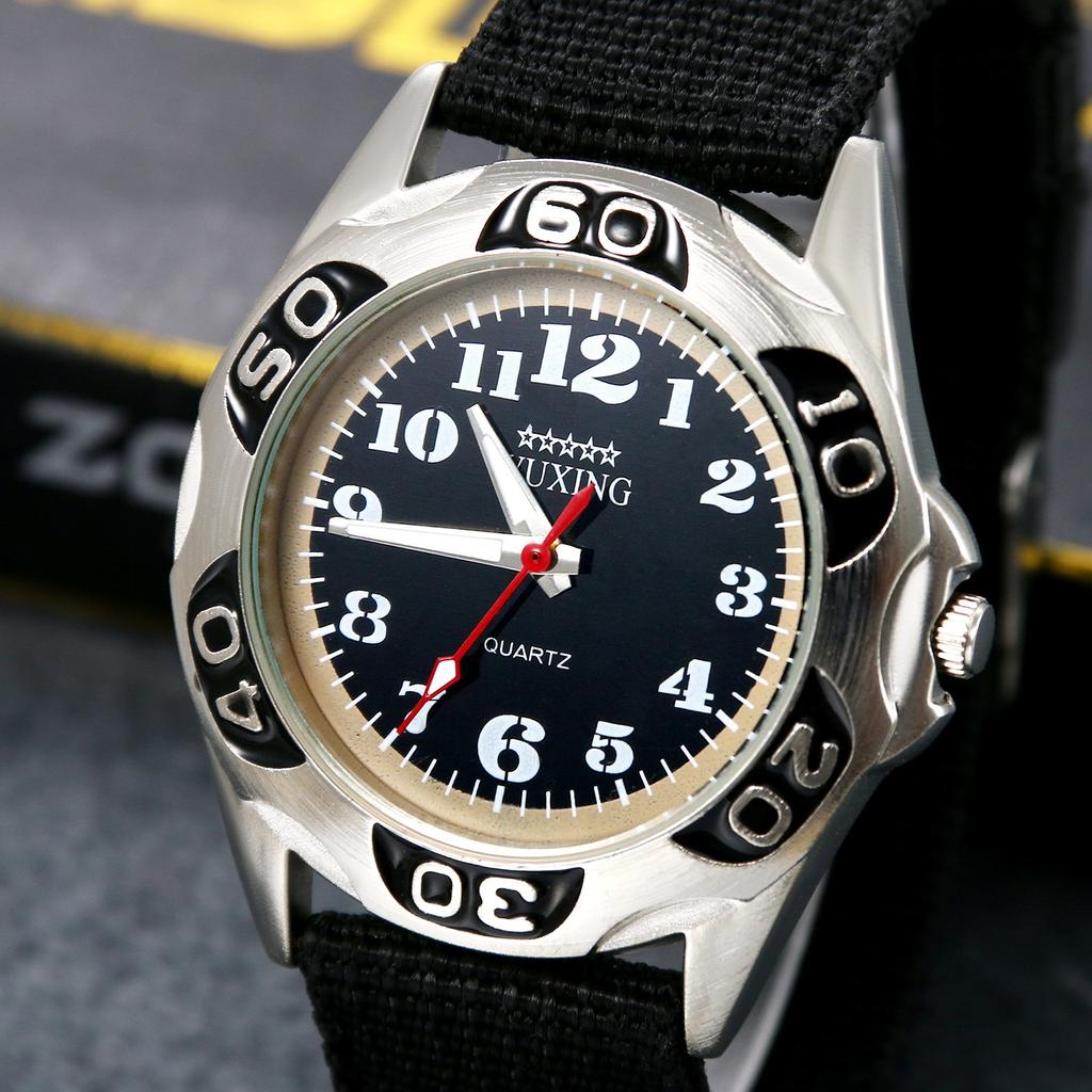 Lancardo Watch Waterproof Casual Fashion Back To School Stopwatch Nylon Strap Analog Display Large Dial Accessories Preset Anniversary Birthday Black