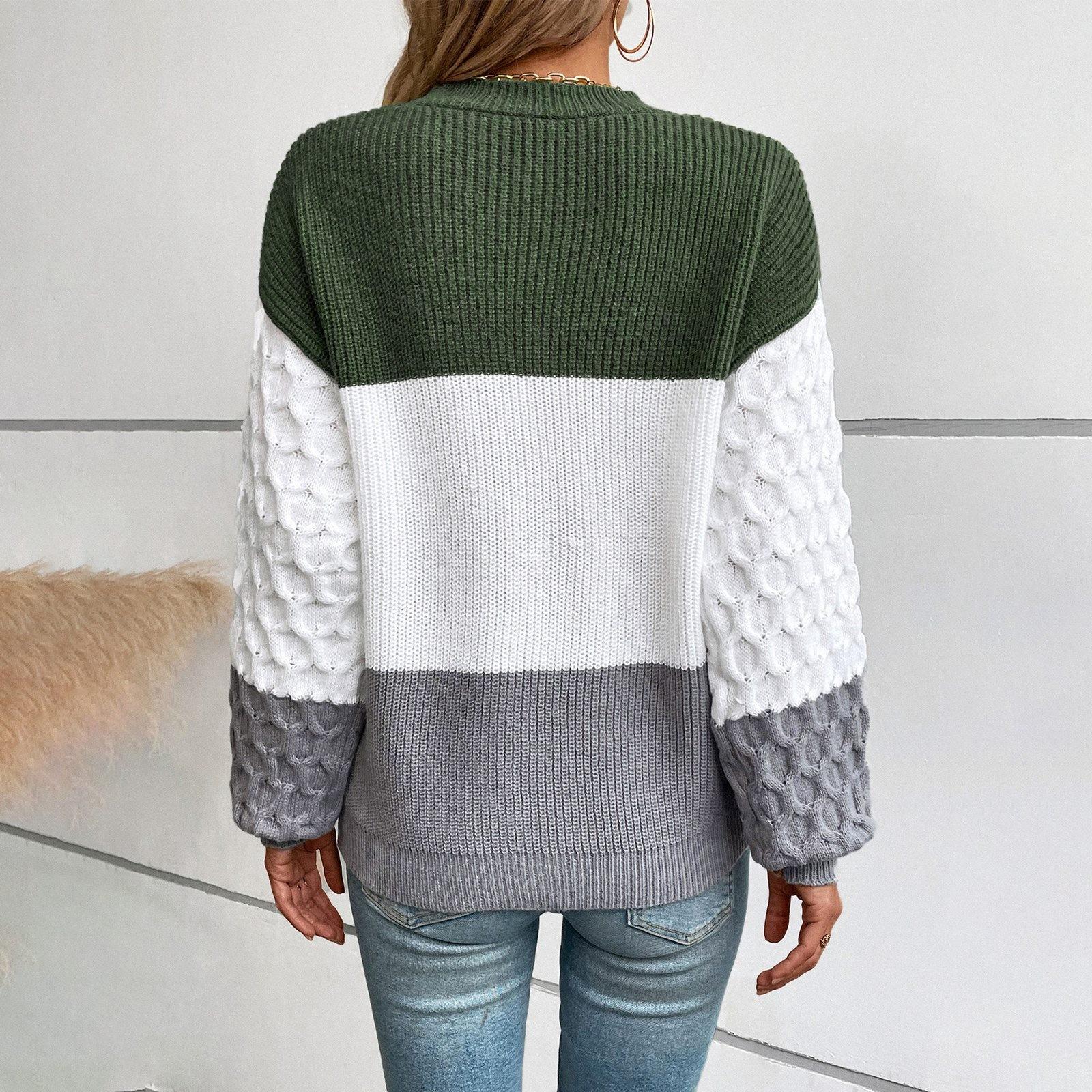 Женский повседневный модный вязаный свитер с длинными рукавами S зелёный — фото 6