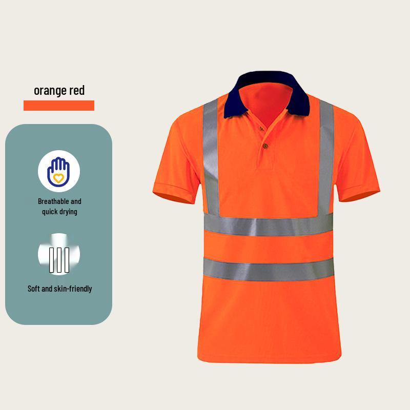 Европейская светоотражающая рабочая футболка с коротким рукавом (жилет) - Быстросохнущая, для строительства и коммунальных служб XL