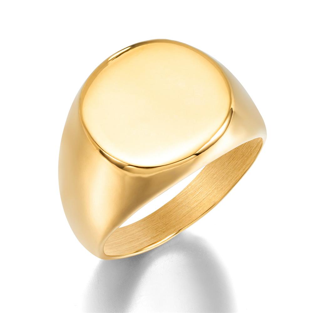 New Stylish and Simple Square Full-gloss Domineering Men's Titanium Steel Ring, Business Stainless Steel Ring