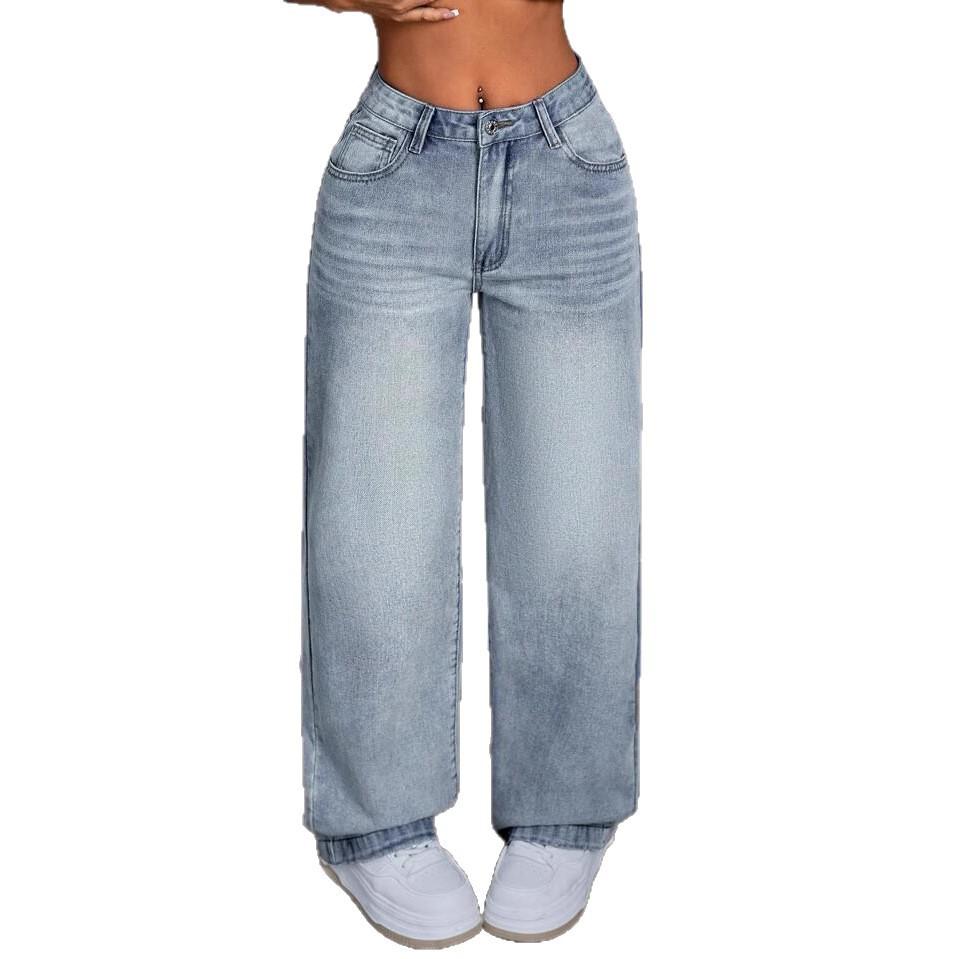 High Waist Straight Jeans Damen Locker Lässig Denim Hose Tägliche Straßenhose