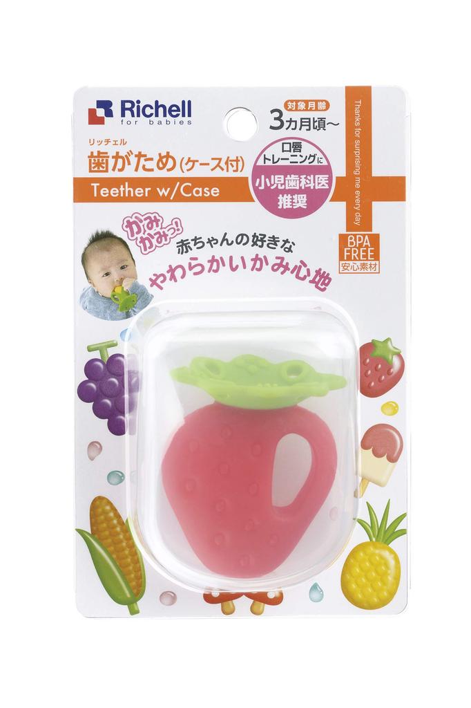 Richell Teething Mochimochi Strawberry (with Case)
