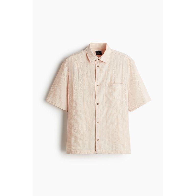 

HM Мужская одежда Рубашки 2025 Лето Новая Стандартная версия Текстурная Чувствительная Рубашка с коротким рукавом 1265144