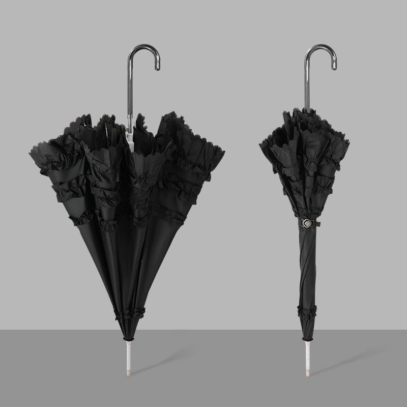 

Винтажный викторианский уличный мужской зонтик черного цвета в готическом стиле, кружевной зонтик, черный свадебный зонтик от солнца в стиле Лолиты, черный зонт-пагода