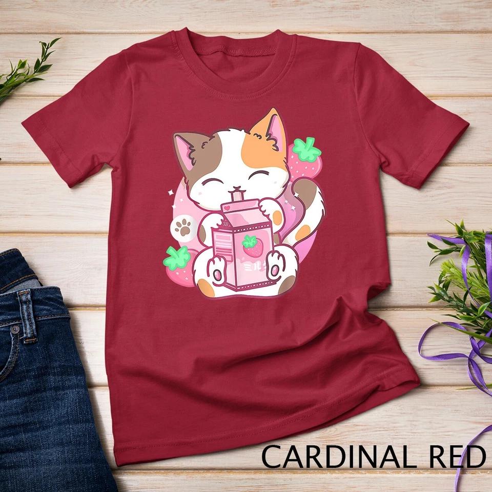 Strawberry Shake Strawberry Milk Cat Kawaii Neko Anime Girls Unisex T-shirt 2 S