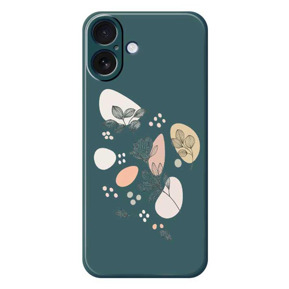 For iPhone 17 Case Sketch Leaves Pattern Printing Straight Edge TPU Phone Back Cover