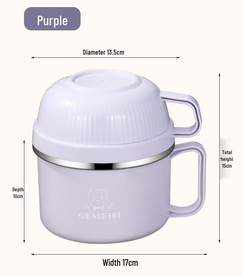 

Набор ланч-боксов из нержавеющей стали: Изолированная миска для лапши быстрого приготовления с крышкой, большой вместимости, включает палочки для еды. Идеально для студентов и взрослых.