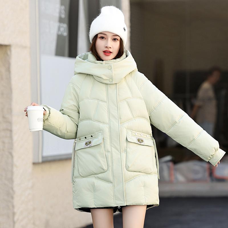 

Свободная удлиненная пуховая куртка с утолщенным наполнителем, женская повседневная модная ветрозащитная куртка-пуховик, универсальная хлопковая куртка с капюшоном XXL