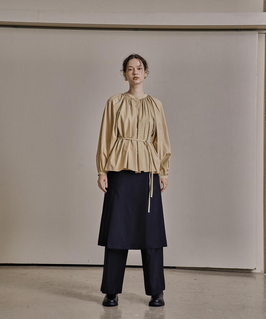 Kkeulle Wool Twill Setup Skirt_Navy