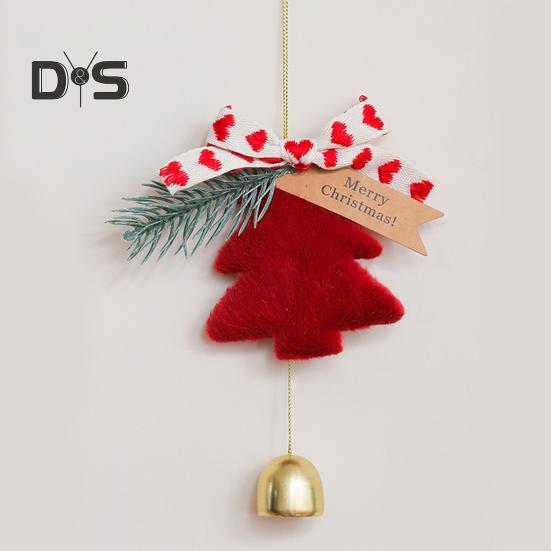 Christmas Bell Decoration Xmas Tree Bow Bell Pine Hanging Ornaments Jingle Bell Pendant for Christmas Tree Wreath Window Car Decor