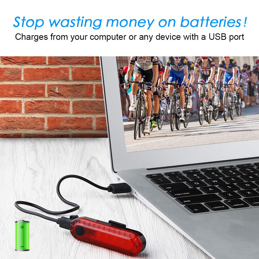 2 Pack Rear Bike Tail Light for Mountain Bike Ultra Bright USB Rechargeable  Taillights Red High Led
