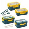 Wheat Compartment Lunch Box, Student and Office Worker Lunch Box, Portable Lunch Box, with Fork, Spoon and Chopsticks