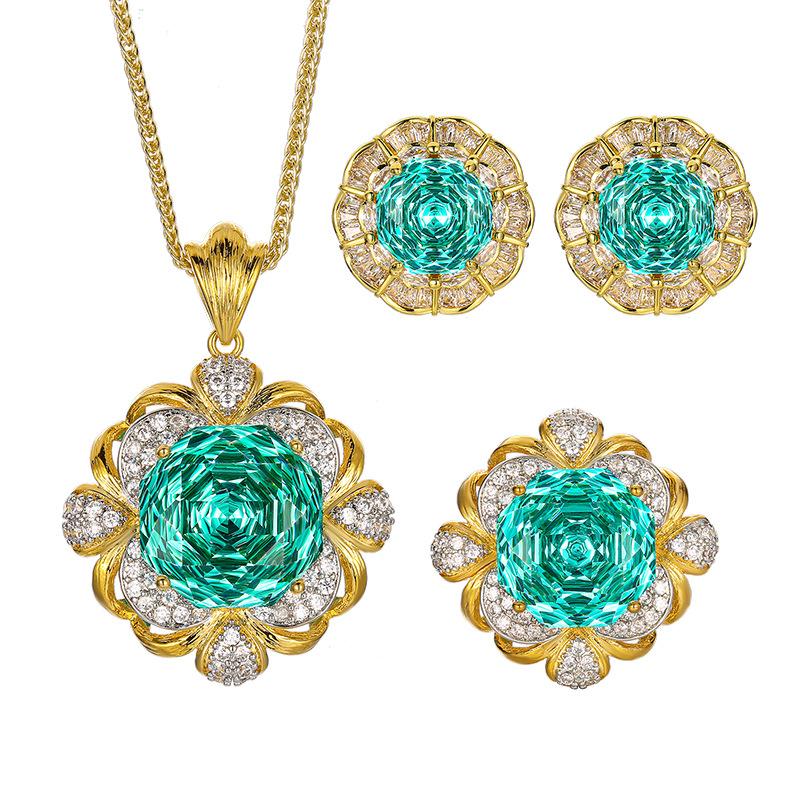 Jewelry Copper Bottom Gold-Plated Simulation Para Green Retro Brushed Light Luxury Suit Women 16-14M