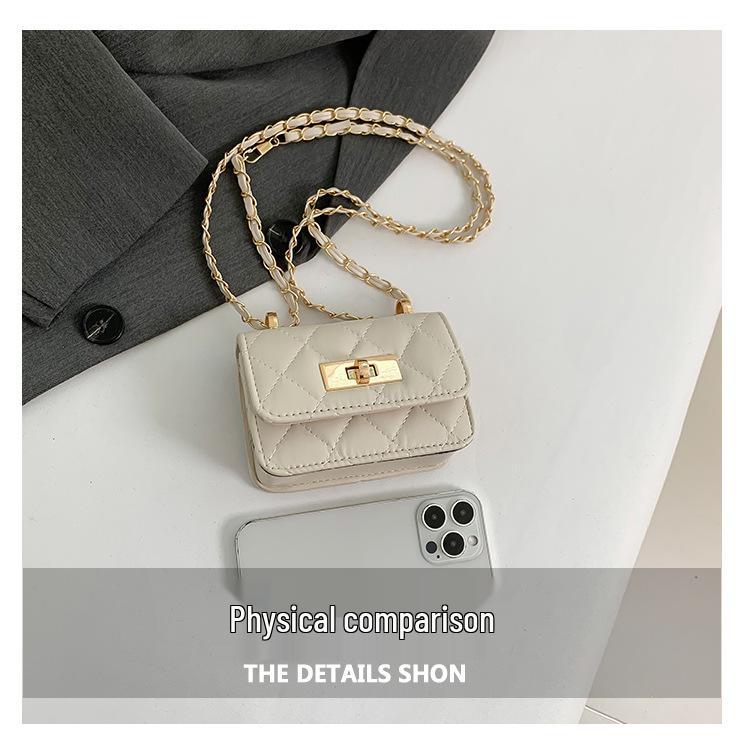 Korean Style Retro Women's Diamond Pattern Chain Crossbody Bag 2025 - Trendy Fashion Casual Small Square Shoulder Bag