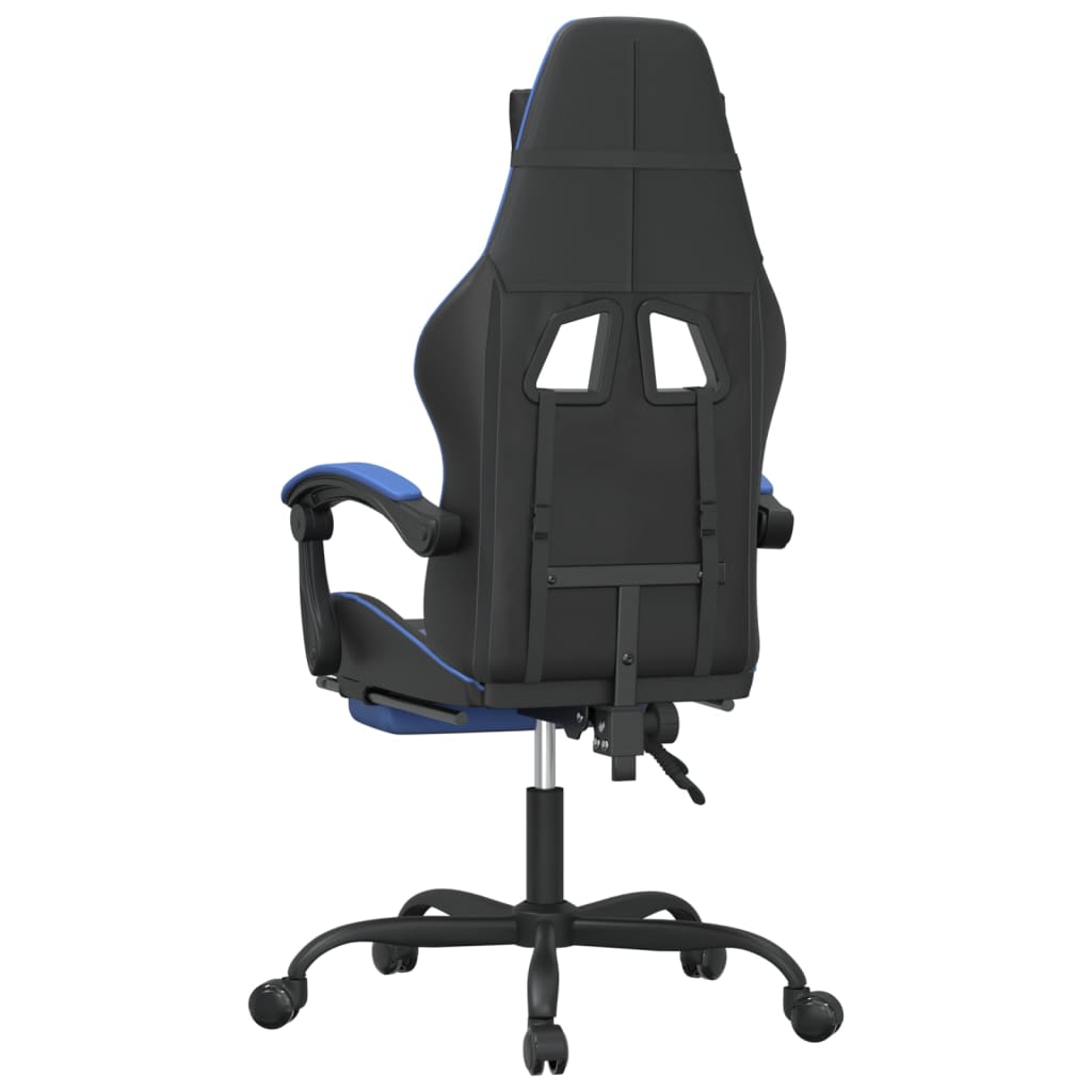 Gaming Chair with Footrest Swivel Black & Blue Synthetic Leather