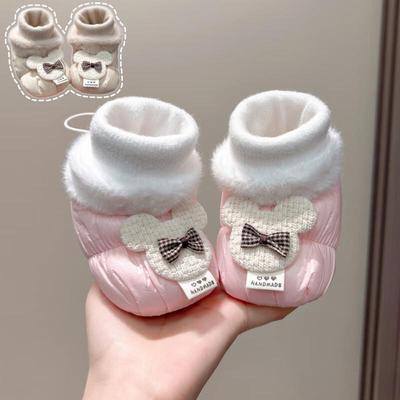 2025 Winter Baby Cotton Shoes with Integrated Socks & Plush Fur - Thickened Warm Boots for Boys & Girls