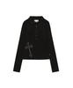 Gillaakaibeu Cross Button Collar Long Sleeve_Black