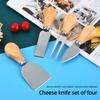 4-Piece Stainless Steel Cheese Knife Set With Wooden Handle, Including Butter Cutter, Pizza Knife, And Cheese Knives