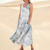 Women's Casual Comfortable Floral Print Sleeveless Cotton Pocket Dress