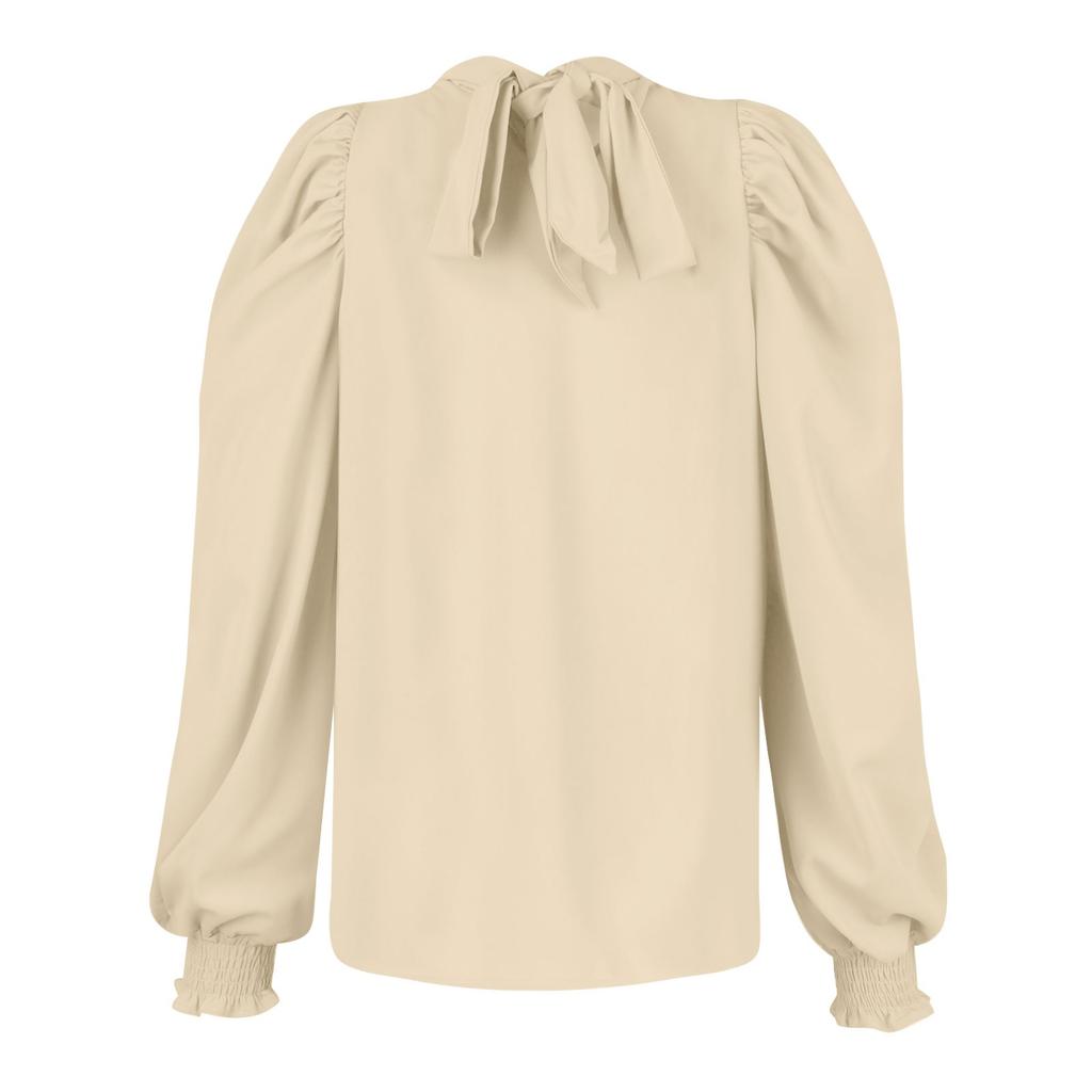 Women's And Winter Long Sleeve High Collar Bubble Long Sleeve Casual Loose Shirt Shirt