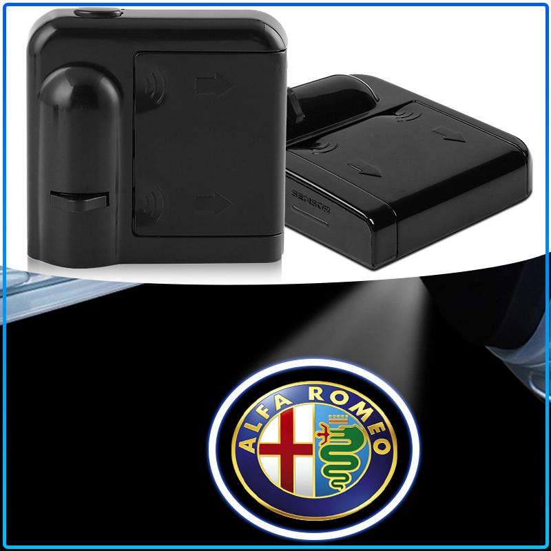 2Pcs Car Door Emblem Light LED Welcome Lamp Wireless Laser Projector For Alfa Romeo 147 159 156 Giulietta Giulia Mito Spider Alpha Nheadrest