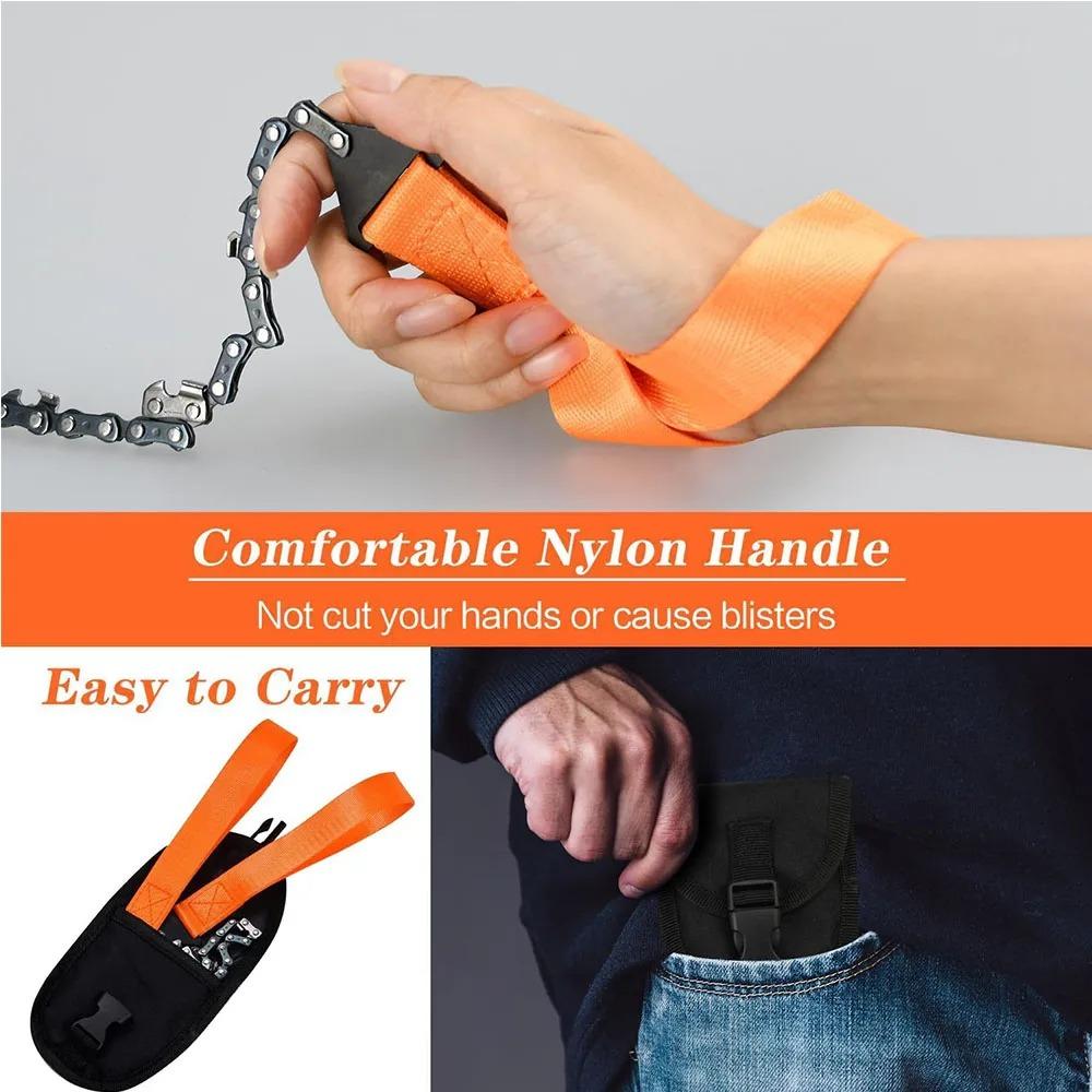 24 Inch Pocket Chain Rope Saw,Portable Hand Saw,With Sharp Teeth Blades for Survival Gear Camping Hunting Tree Cutting.
