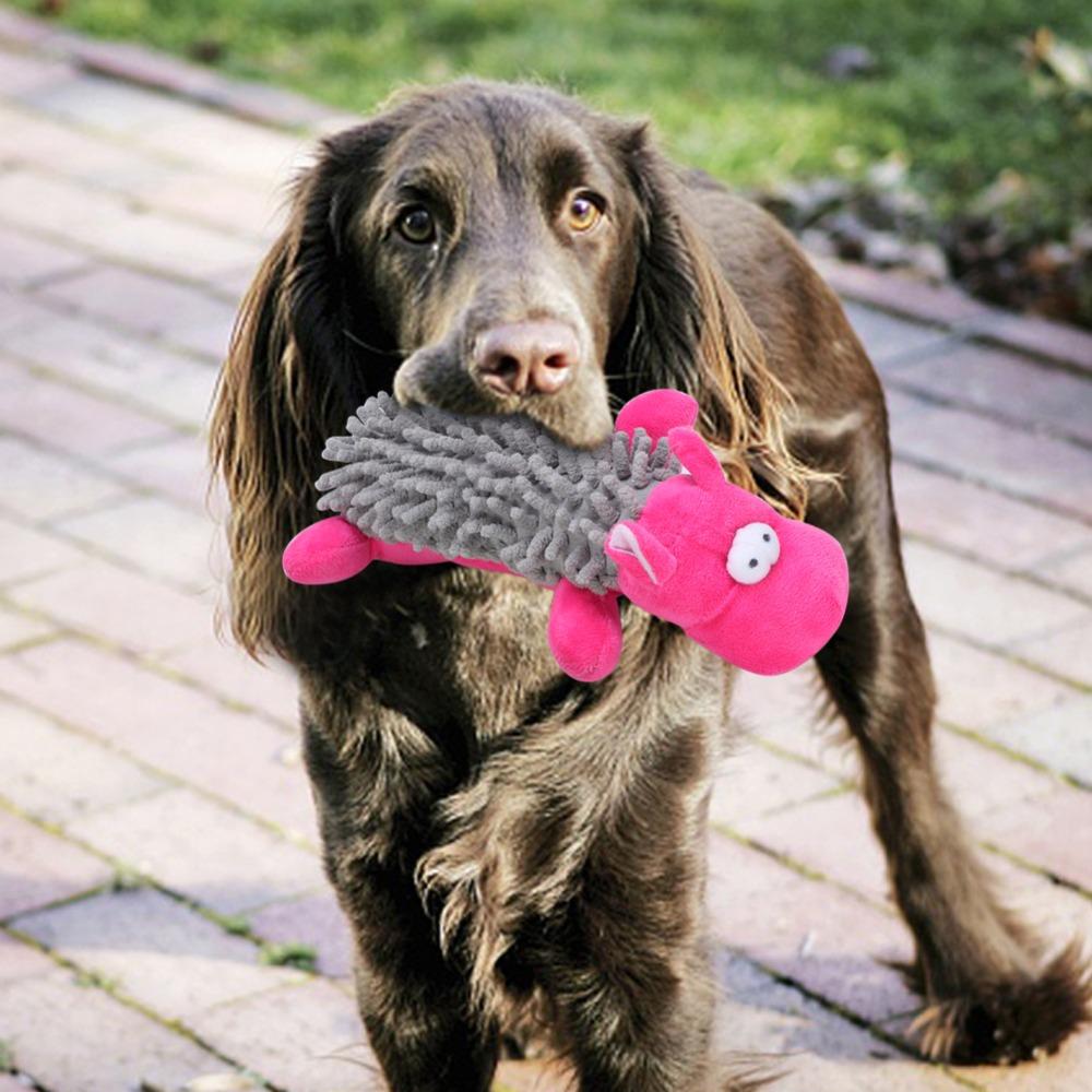2 pcs Hippo Shape Squeaky Dog Toy Mop Fleece Interactive Dog Toy Dog Plush Toy Teeth Grinding