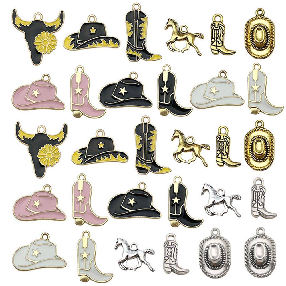 Western Cowboy Hat Boots Keychain with Horse Pendant